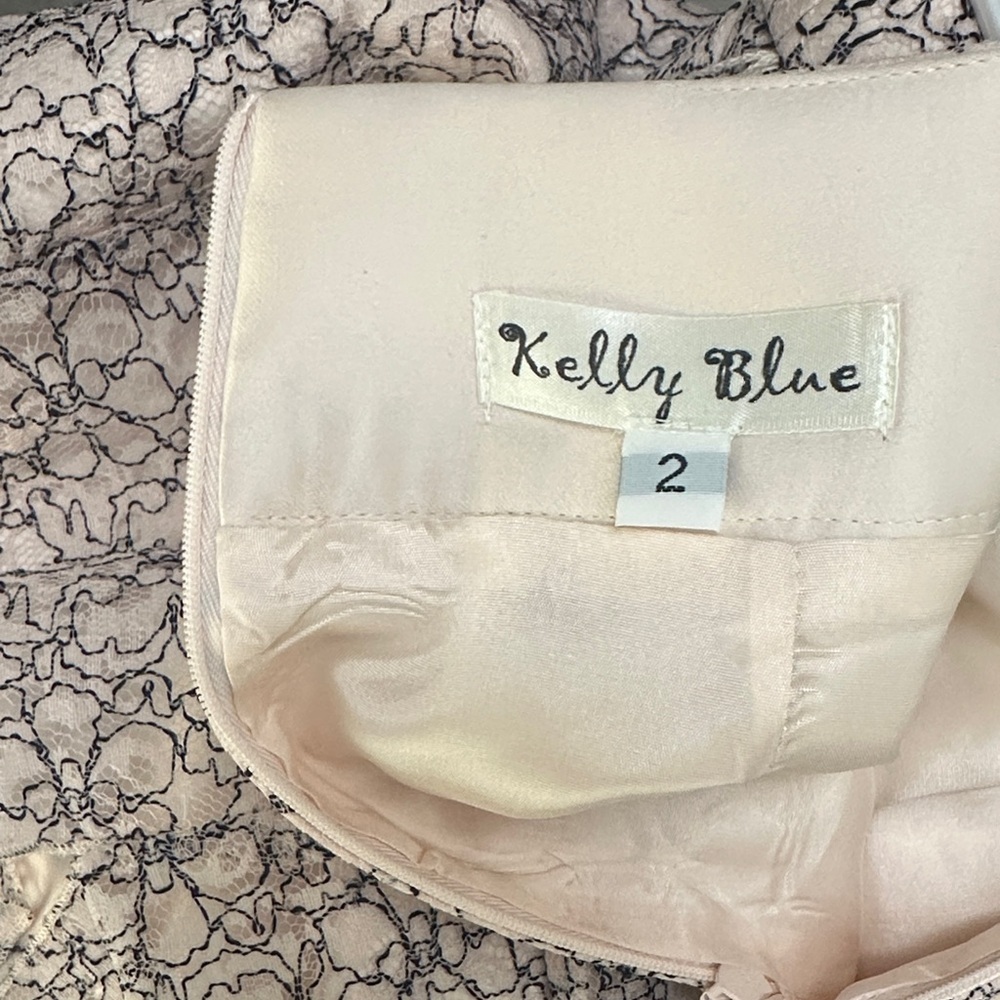 KELLY BLUE A-Line Skirt with Tie Waist SIZE 2 WOMEN'S SMALL Lined Belted Lace - Picture 7 of 15